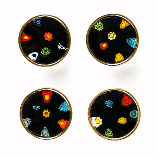 flowers millefiori glass buttons