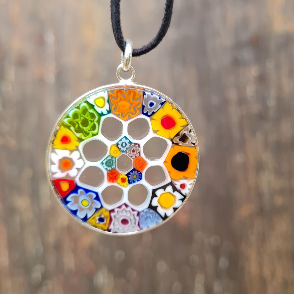 millefiori murano glass pendant colorful