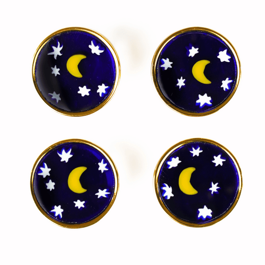 Moonlight Stars and Moon Millefiori Murrina Murano Glass