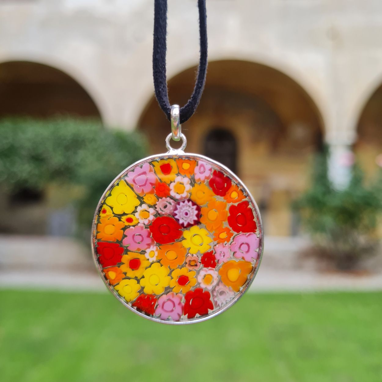 millefiori murrina meadow flowers necklace