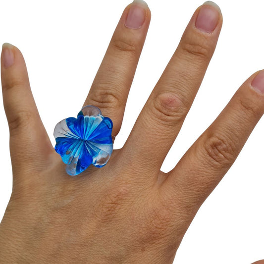 murano glass turquoise ring