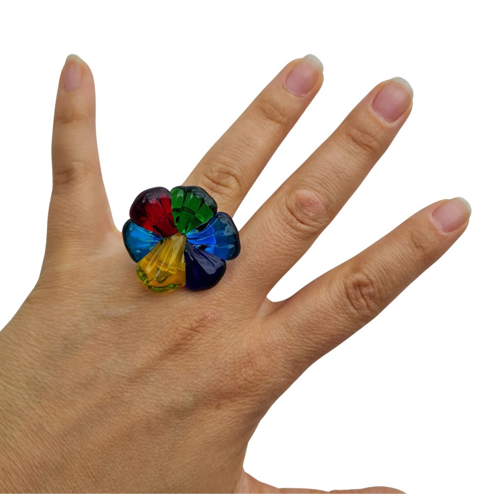 murano glass ring multicolour