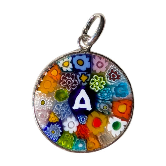 A / Alphabet / INITIAL / MURANO GLASS MILLEFIORI PENDANT