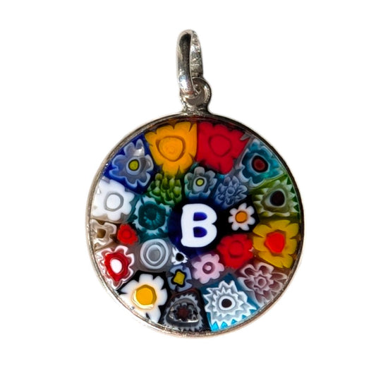 B / Alphabet / INITIAL / MURANO GLASS MILLEFIORI PENDANT