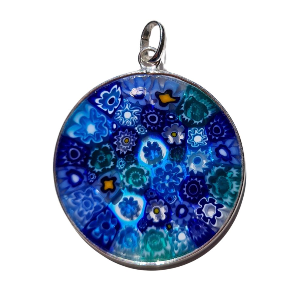 millefiori pendant blue murano glass