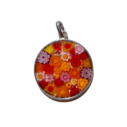 small millefiori meadow murano glass pendant