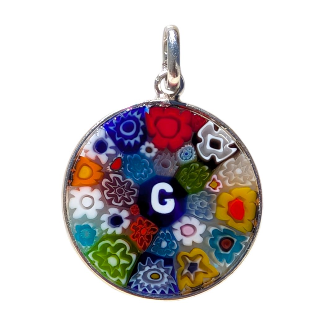 G / Alphabet / INITIAL / MURANO GLASS MILLEFIORI PENDANT