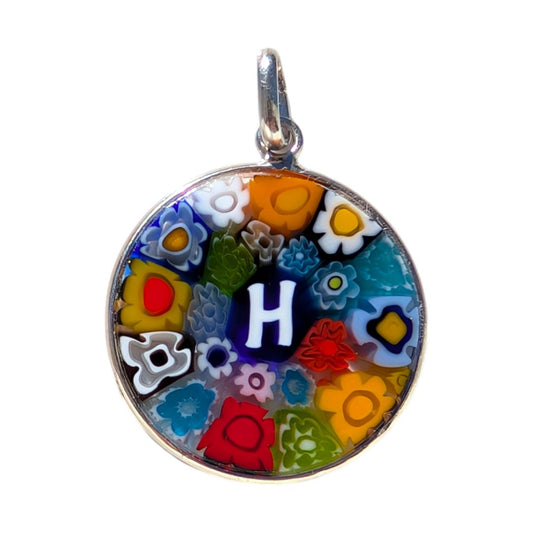 H / Alphabet / INITIAL / MURANO GLASS MILLEFIORI PENDANT