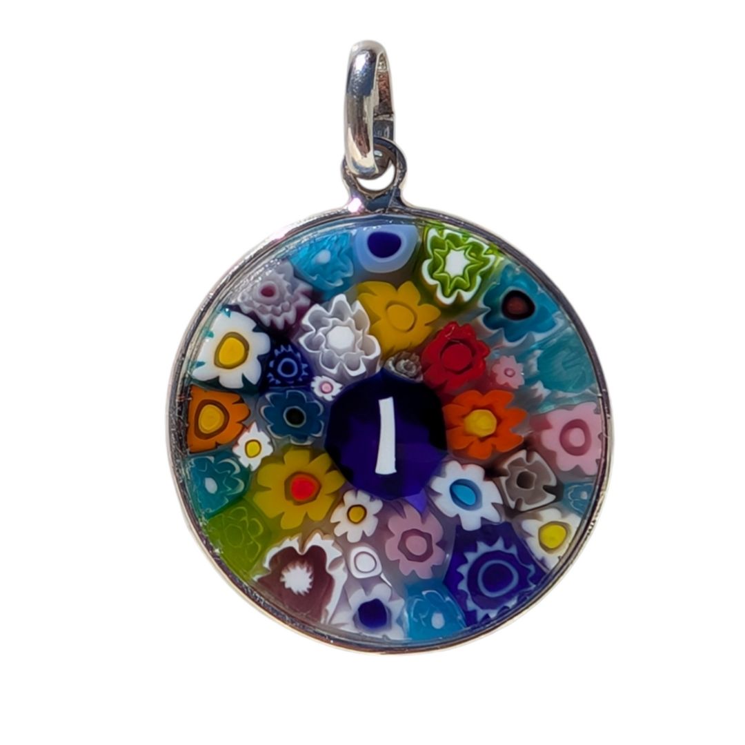 I / Alphabet / INITIAL / MURANO GLASS MILLEFIORI PENDANT