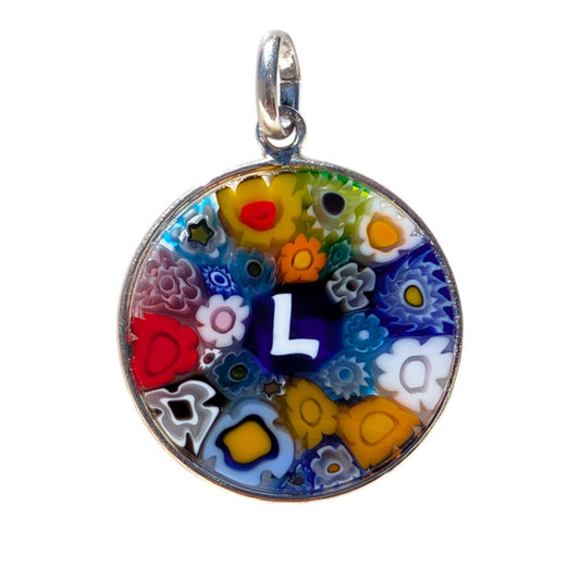 L / Alphabet / INITIAL / MURANO GLASS MILLEFIORI PENDANT