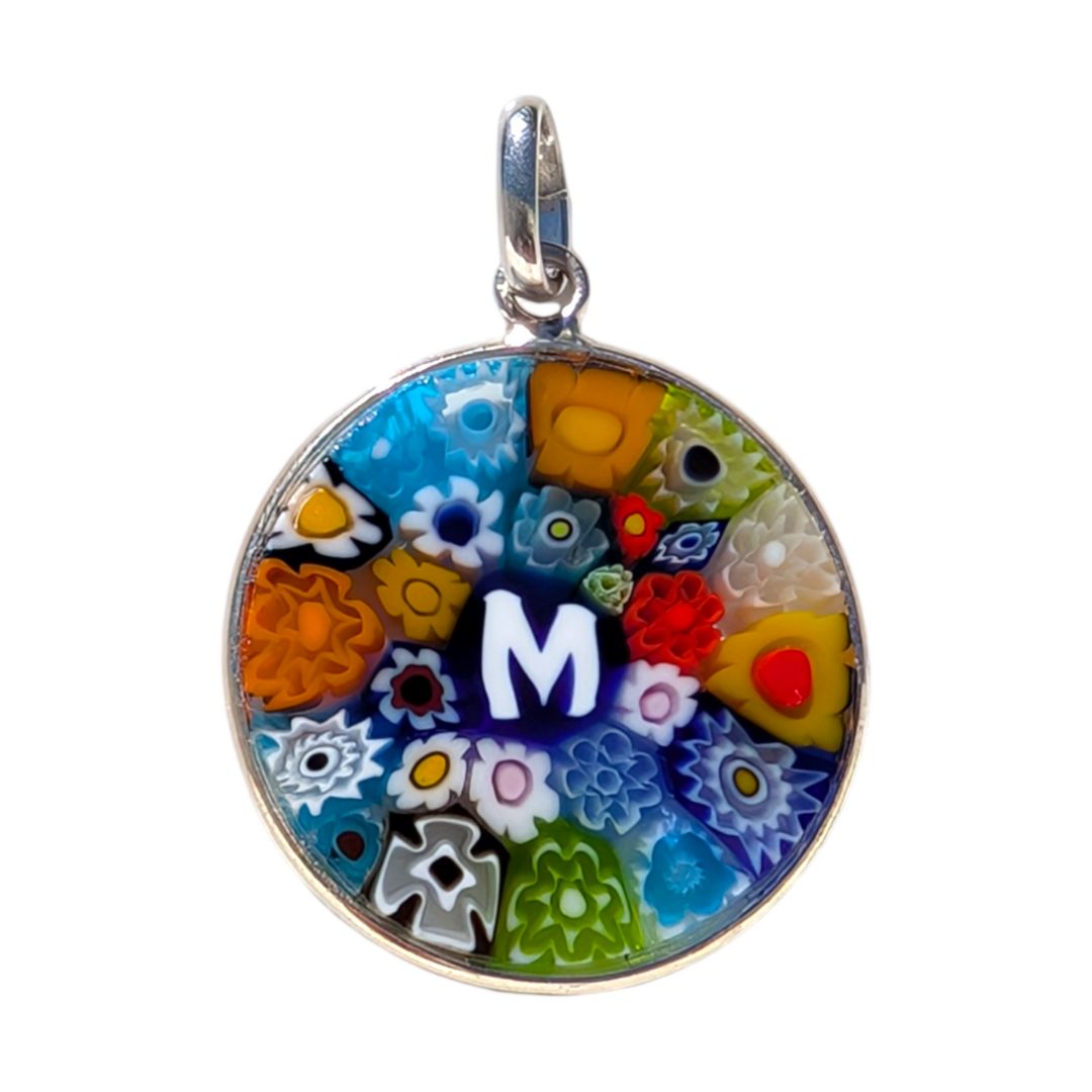 M / Alphabet / INITIAL / MURANO GLASS MILLEFIORI PENDANT