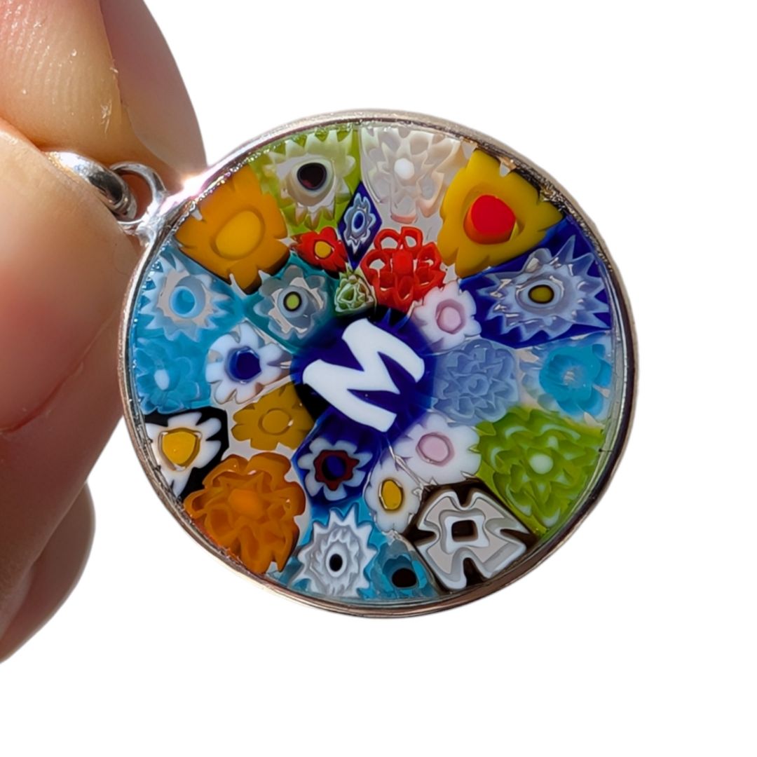 INITIAL M MILLEFIORI PENDANT GLASS