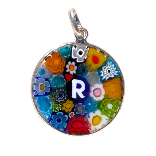 r millefiori letter initial murano glass