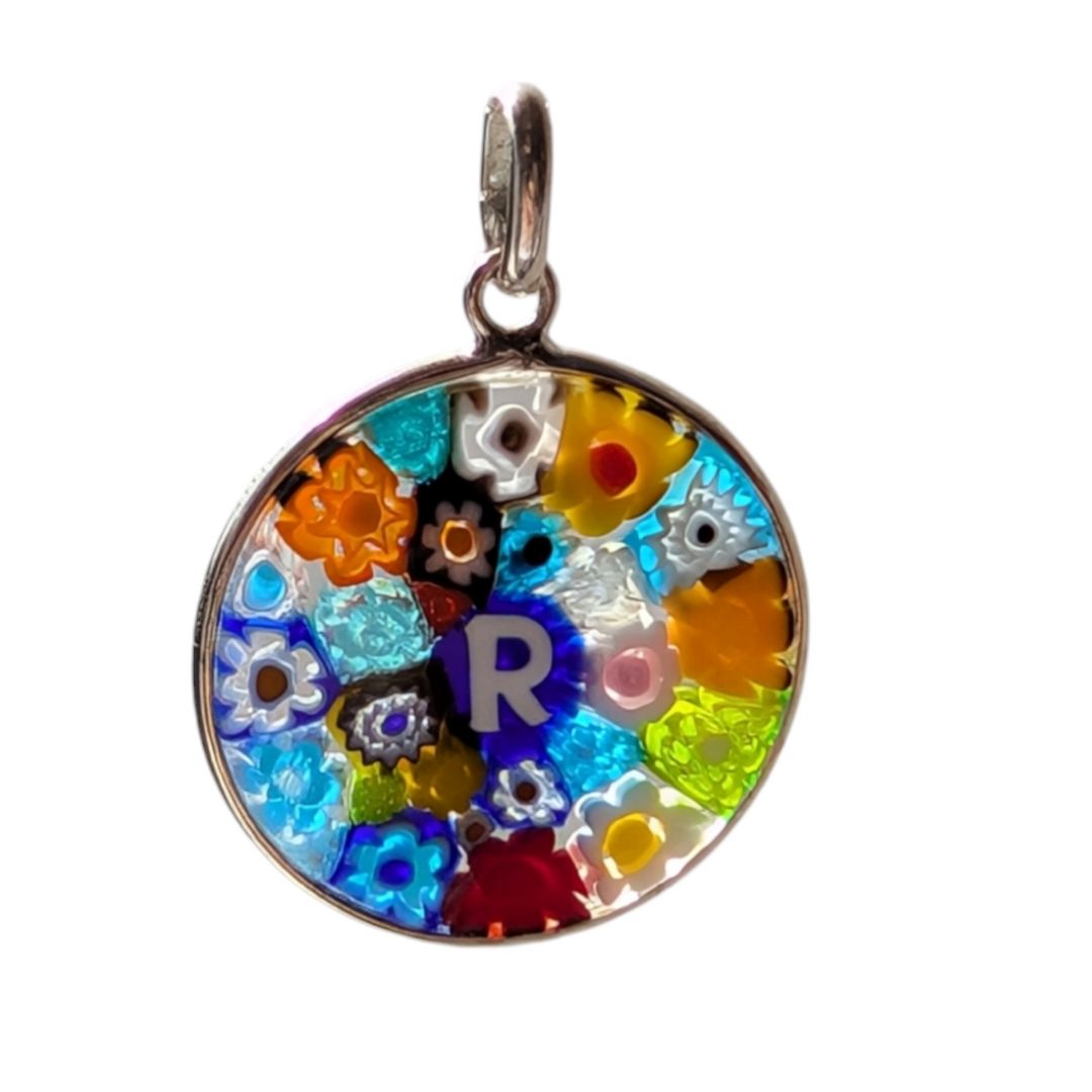 R - Alphabet Millefiori Pendant