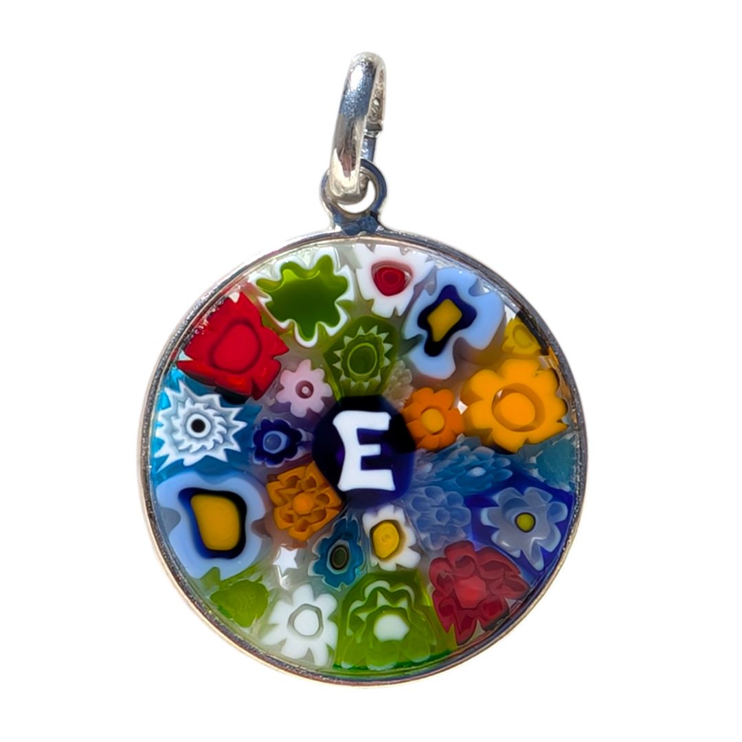 E / Alphabet / INITIAL / MURANO GLASS MILLEFIORI PENDANT