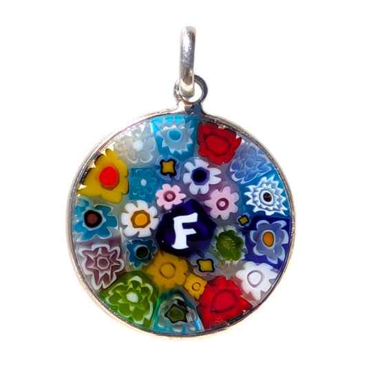 F / Alphabet / INITIAL / MURANO GLASS MILLEFIORI PENDANT